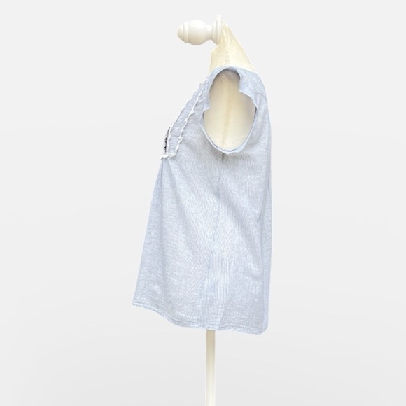 Anthropologie THML Madelyn Embroidered Top in Blue Pinstripe Size Small - Picture 3 of 7